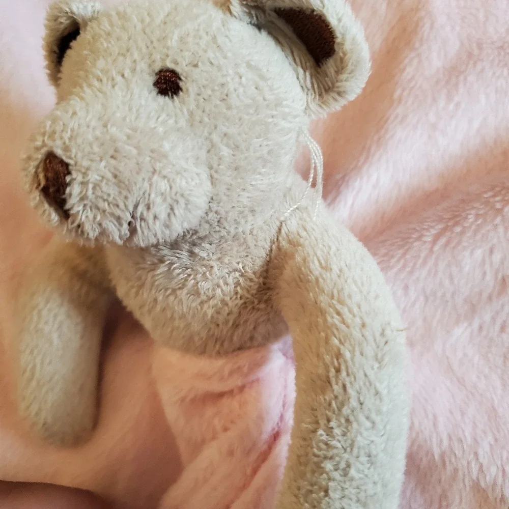 Kiddopotamus Pink Lovey Plush Bear Security Blanket Satin 15